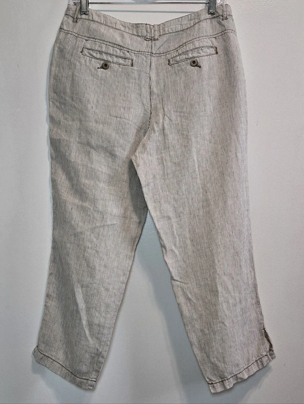100% Linen Antropologie, Marrakech Cropped Paden Linen Trousers Pants Size 28 - Picture 8 of 12